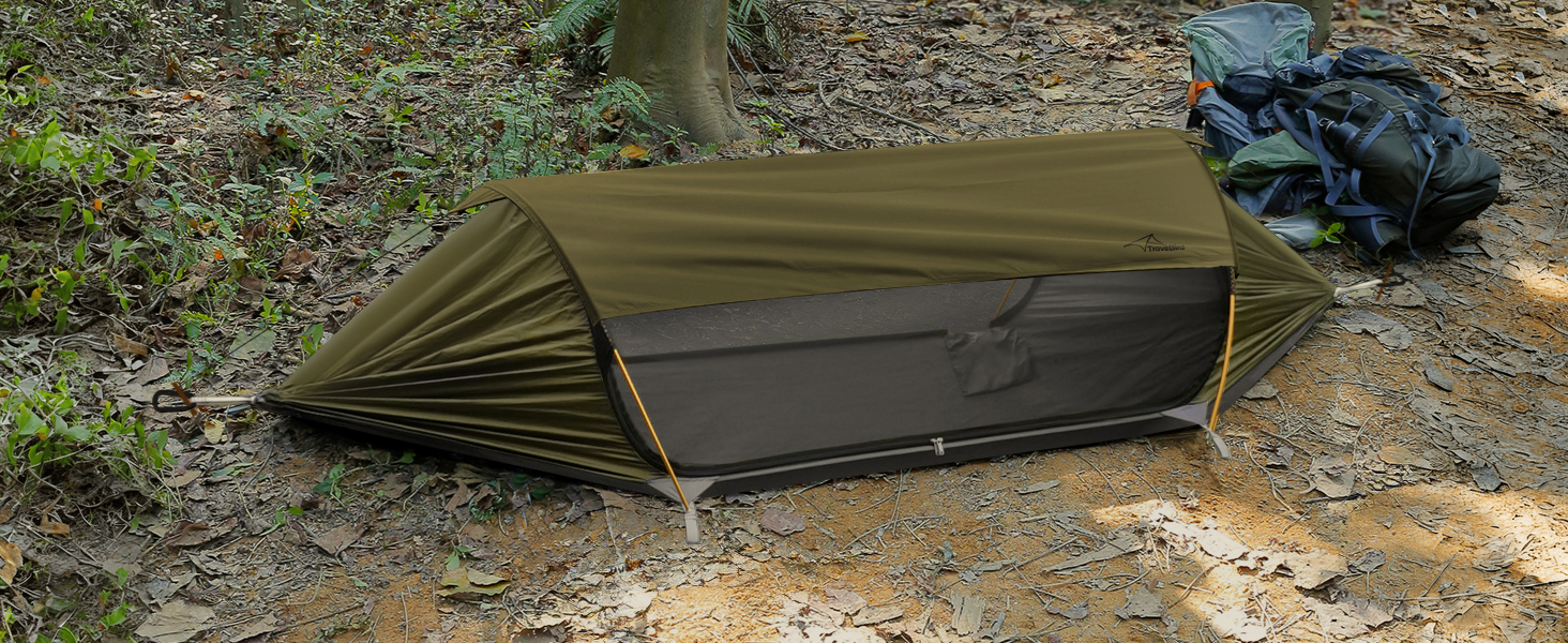 Гамак для кемпінгу 4-в-1 з москітною сіткою та знімним сонцезахистом, 290x140 см, армійний зелений