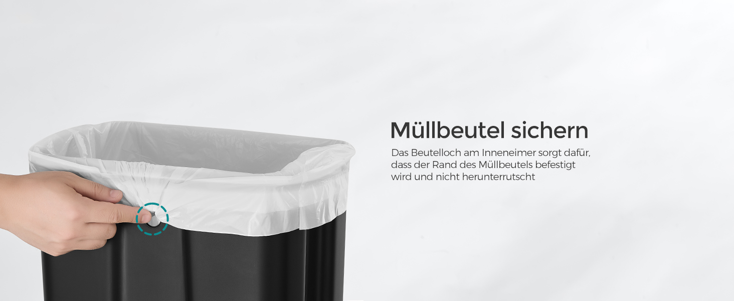 Відро для сміття SONGMICS 20 л з педаллю, м'яким закриттям, з внутрішнім відром, 15 мішків, металеве срібло