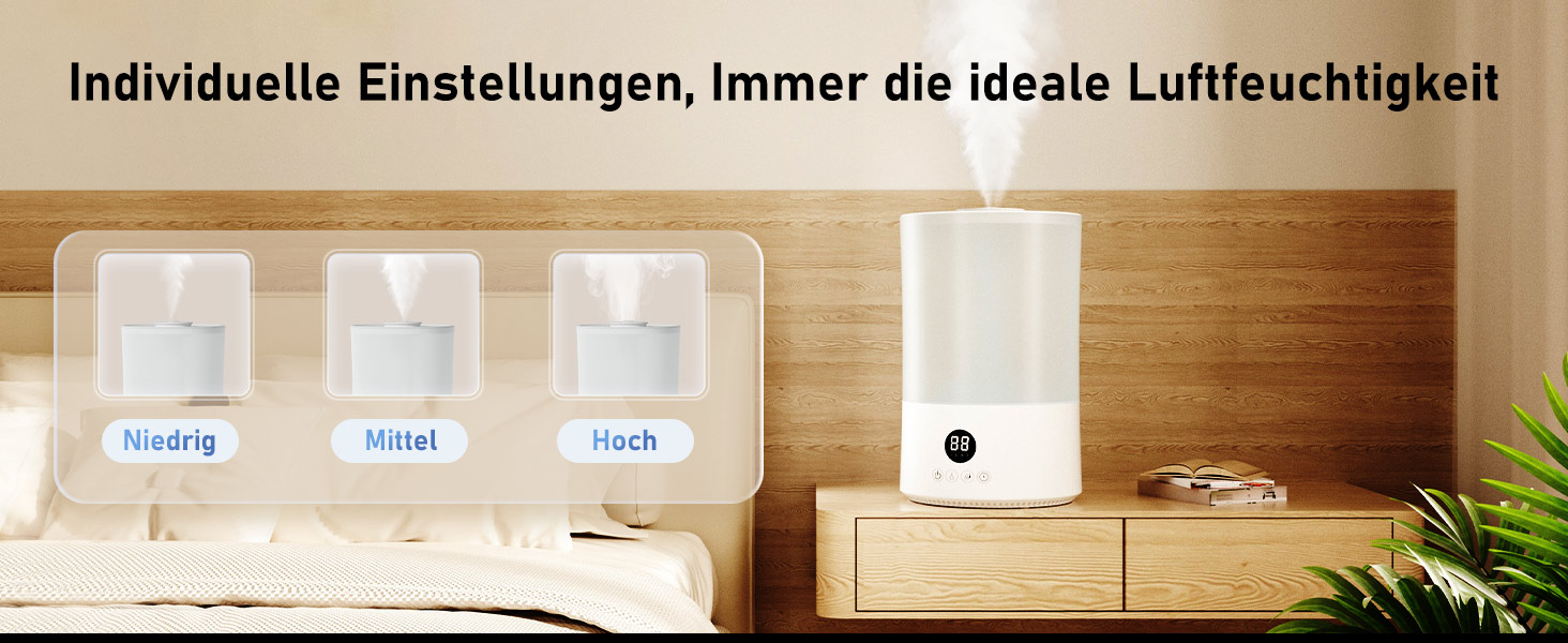 Увлажнитель воздуха для спальни, 4л, ультразвуковой, тихий, с пульт. дистанційного керування, автовимкнення, таймер, 40год, для дитячої кімнати, офісу, рослин