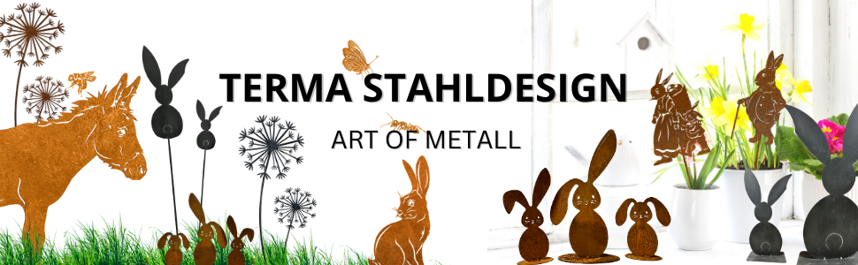 Набір металевих фігурок курей Terma Stahldesign у натуральну величину, ручна робота з Німеччини, садова декорація з іржавого металу, декор у стилі іржі