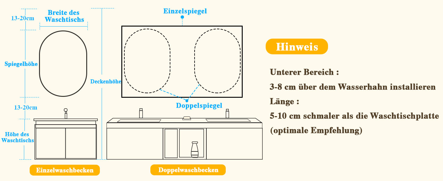 LED дзеркало для ванної кімнати Badspiegel з підсвічуванням, антизапар, сенсорне управління, регулювання яскравості, 3 кольори світла, овальне, 50x70 см