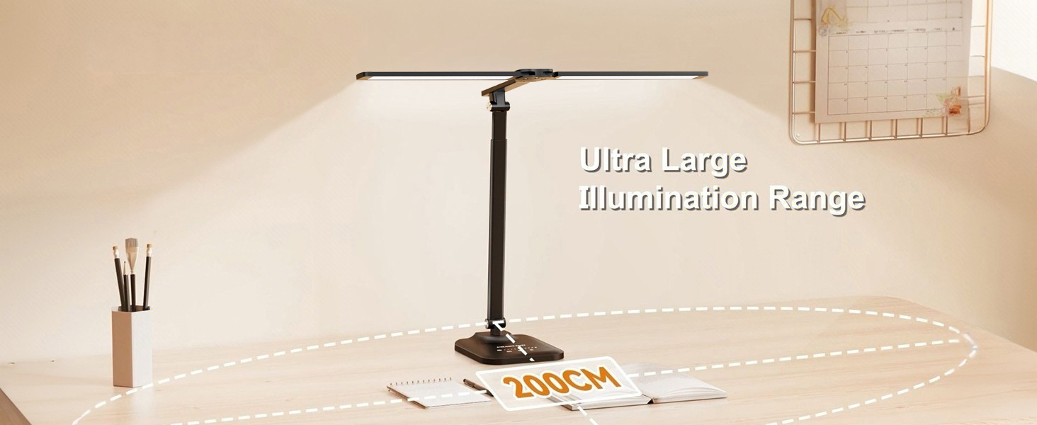 Світлодіодна настільна лампа CHARYJOD з регулюванням яскравості та кольорової температури, USB-порт для зарядки, чорний колір