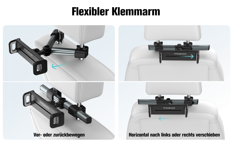 Тримач для планшету в авто MoKo, регульований, універсальний, для iPad, Galaxy Tab, iPhone, сірий