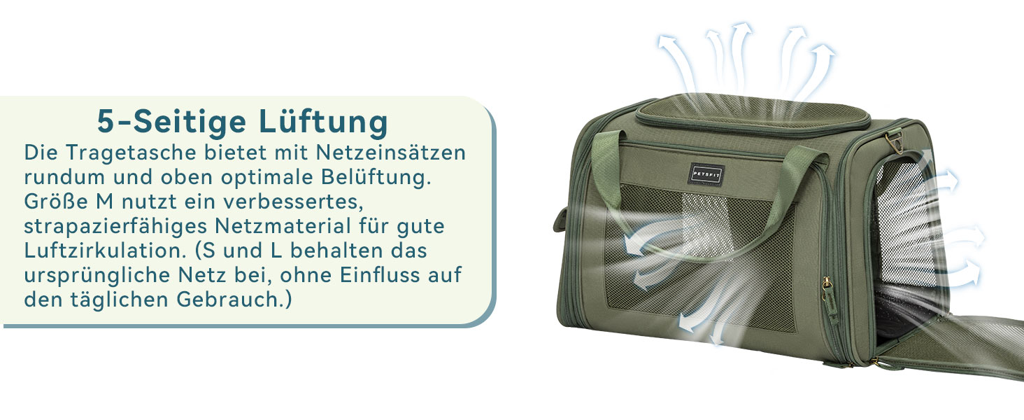 Транспортна переноска для котів та собак Petsfit, складна, 47L x 30B x 30H см, оливковий колір
