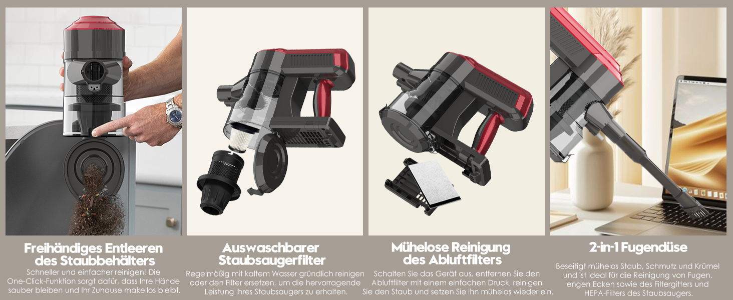 Бездротовий пилосос Akitas V10: 30V, 450W, до 50 хв роботи, 3 режими, для дому та тварин. Безщітковий двигун, Li-Ion акумулятор