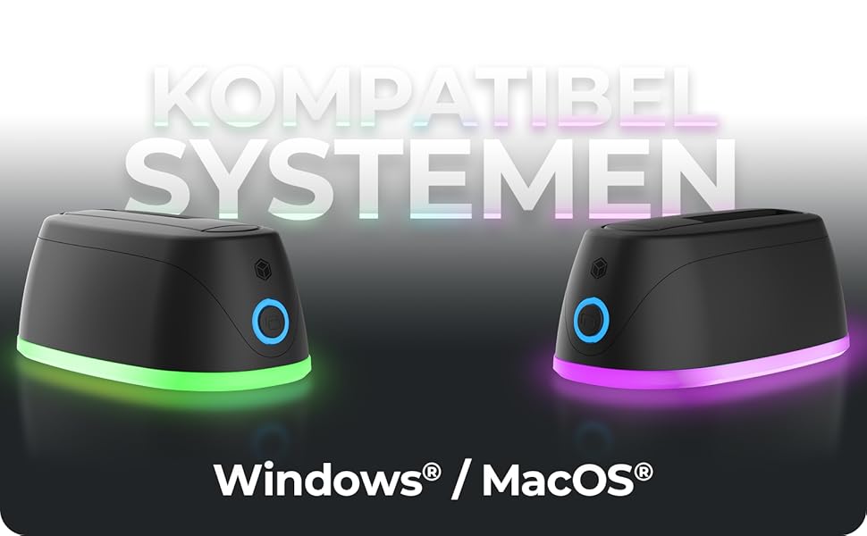 Док-станція ICY BOX для HDD/SSD USB 3.0 з RGB підсвічуванням, підтримка 2.5/3.5