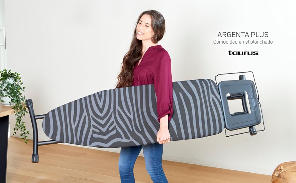 Гладильна дошка Taurus Argenta Black з регулюванням висоти та підставкою для праски, 110 x 32 см, бавовняний чохол