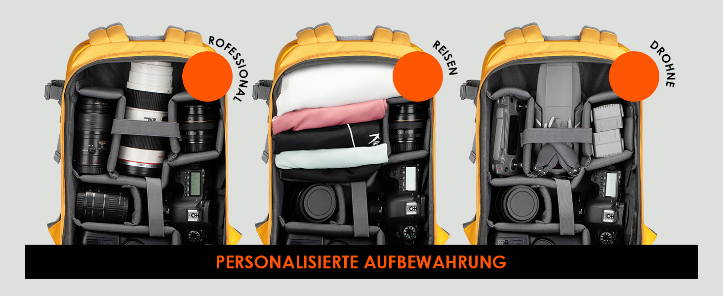 Рюкзак для камери Tarion TR-XL жовтий, водонепроникний, для DSLR з відділенням для ноутбука 15.6 дюймів та дощовиком