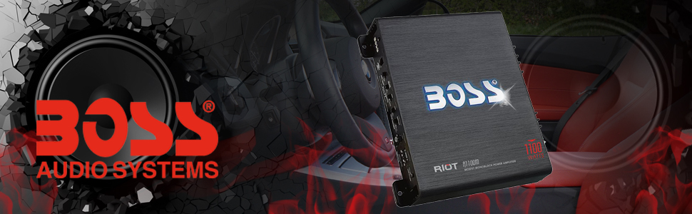 Автомобільний підсилювач BOSS AUDIO R1100M Riot 1100 Вт, клас A/B, моноблок, чорний