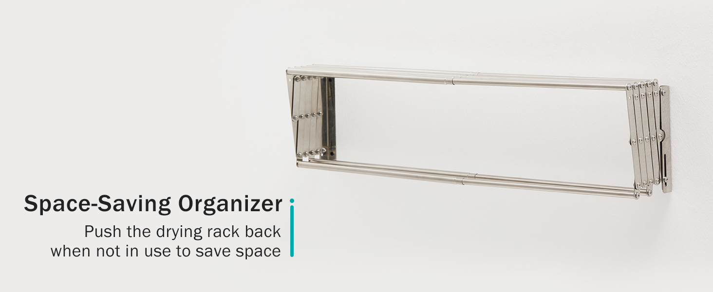Настінна сушарка для білизни YOUDENOVA з 7 стійок, розсувна, для ванної кімнати, металевий тримач для рушників, срібна (42-80)x59x19 см