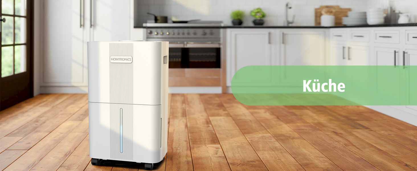 Електричний осушувач повітря Homtronics з гофрованим шлангом 1м, інтел. контроль вологості, 3 режими, таймер 24г, для підвалу, ванної, спальні