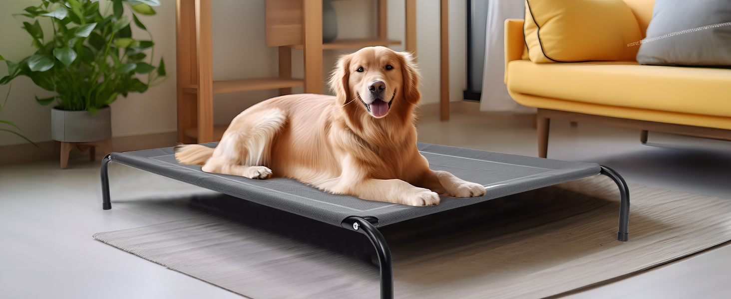 Зручне лежак для собак Nobleza Hundeliege Outdoor, сірий, M, 105x80x20 см - для відпочинку на вулиці, кемпінгу, з підняттям, з підстилкою