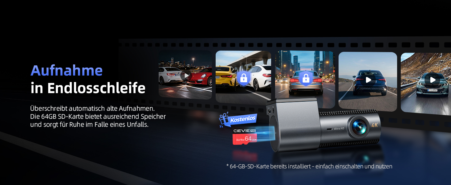 Відеореєстратор автомобільний 4K+1080P Dashcam з Wi-Fi, SD 64GB, нічна зйомка, G-сенсор, паркування