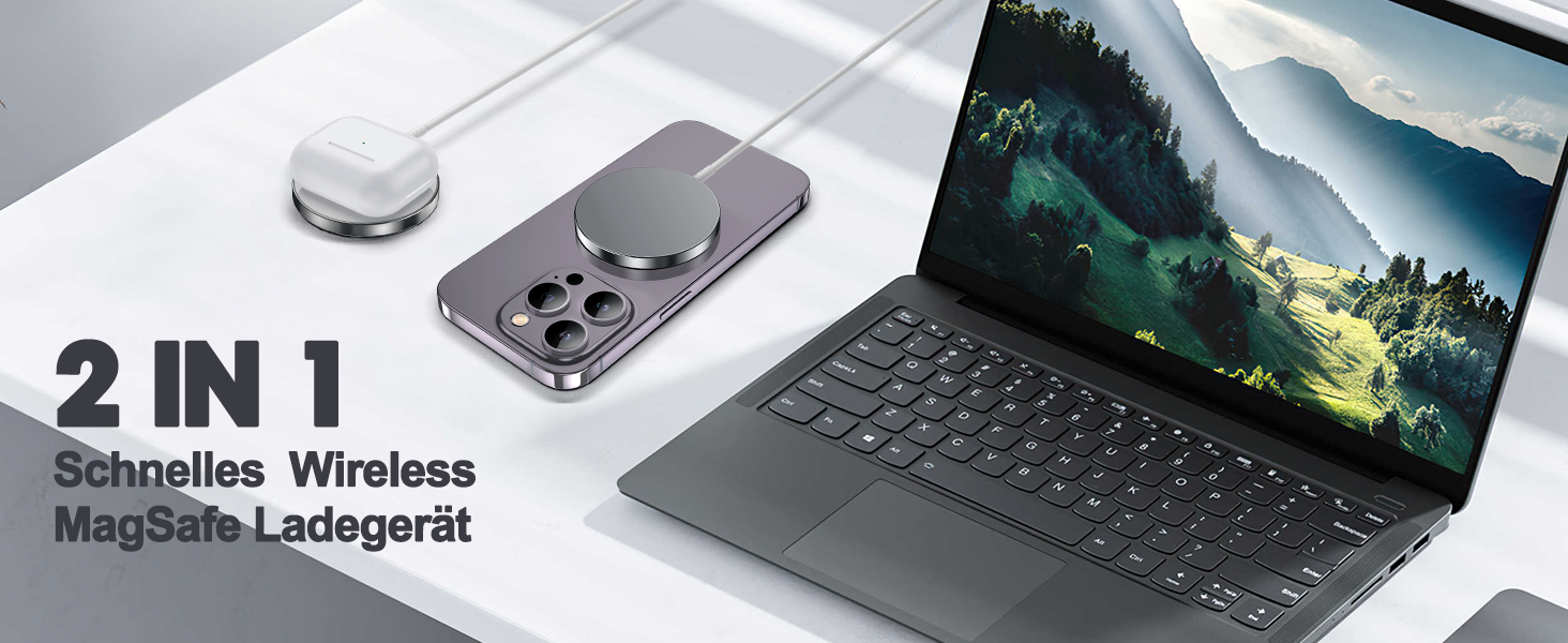 Бездротовий зарядний пристрій MagSafe для iPhone, 15W, 2 шт. (кабель 1.5 м), оригінальна заміна, рожевий