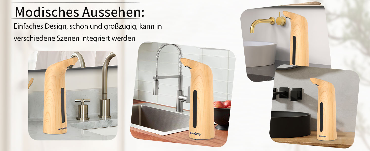 Greatmay Automatic Soap Dispenser - Touchless, Battery-Powered, 300ml/400ml Capacity, Adjustable Settings, IPX6 Waterproof for Bathroom & Kitchen