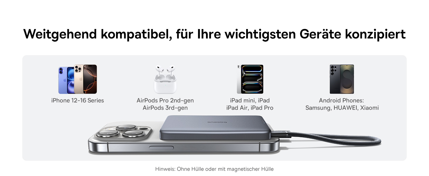 Power Bank Baseus Picogo AM41: 10000mAh, Qi2 Magsafe, 27W PD, бездротова зарядка 15W, USB-C, для iPhone 17/16/15/14/13/12, Space Gray