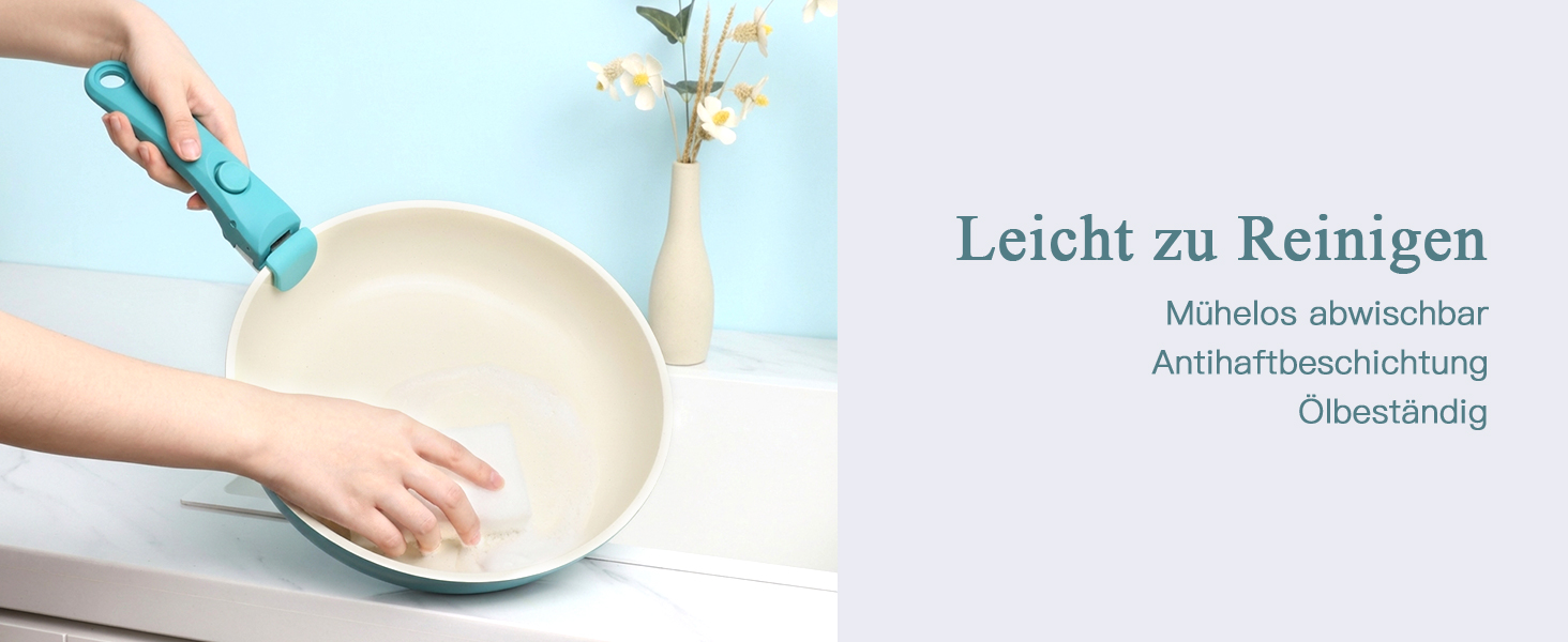 Набір посуду GiPP 11 предметів: сковорідки та каструлі з антипригарним покриттям, знімні ручки, сталевий, блакитний градієнт, для всіх типів плит, сумісний з духовкою