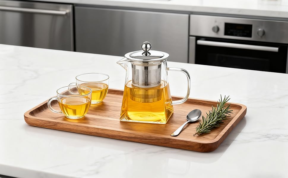 Скляний чайник LiRiQi з ситом із нержавіючої сталі, термостійкий заварник для чаю з кришкою, 950 мл, для зеленого, чорного та фруктового чаю