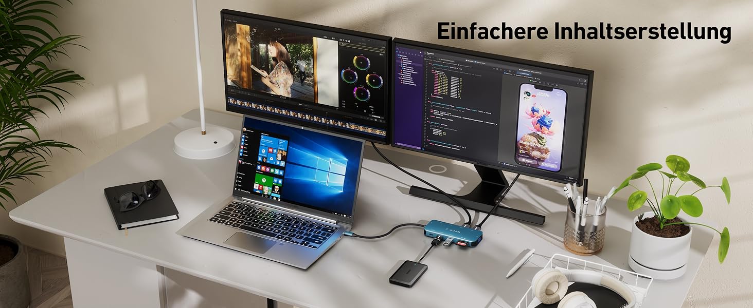 Док-станція BENFEI USB-C MST Hub 11-в-1: 2HDMI 4K, VGA, 3 x USB 3.0, SD/TF, Ethernet, PD 100W, 3.5mm Aux, для MacBook/XPS/Surface (Блакитна)