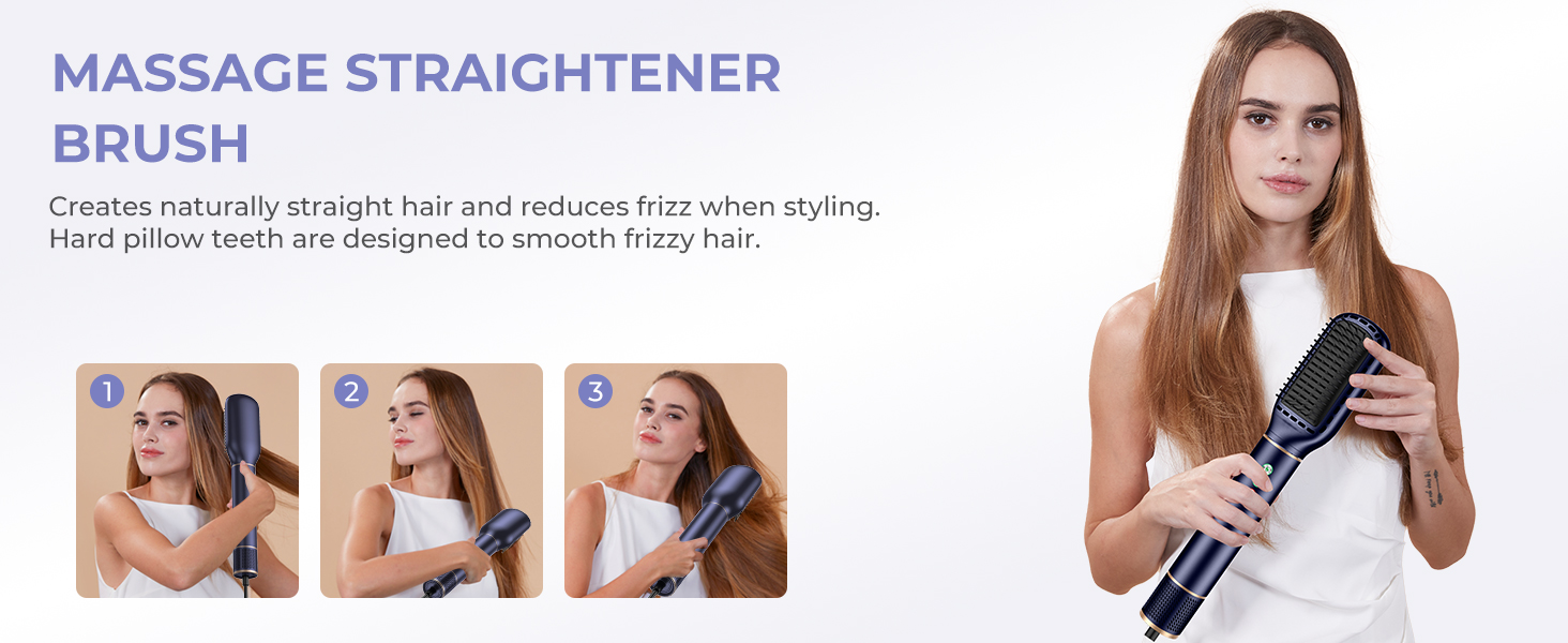 Airstyler 5 в 1: Фен-щітка з іонізацією, 20 м/с, 110 000 об/хв, для створення локонів та випрямлення, легкий, тихий, швидке сушіння, блакитний