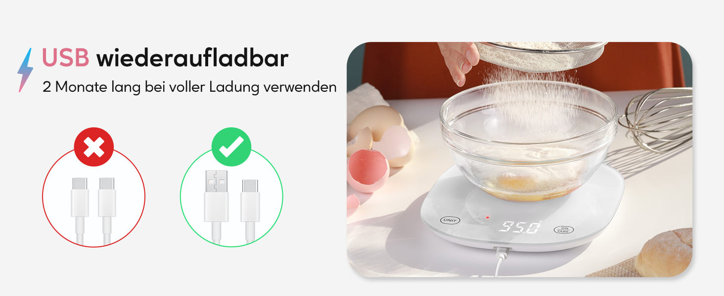 Кухонні ваги Arboleaf Digital з App, 10kg/0.5g, Bluetooth, підрахунок калорій, USB-зарядка, скло, функція тарування (білий)