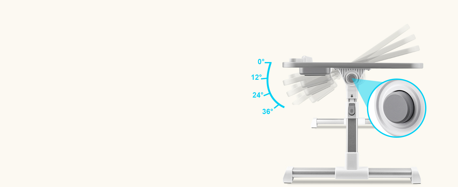 Стіл для ноутбука в ліжко, регульований, з ящиком, 60 x 34 см, бежевий