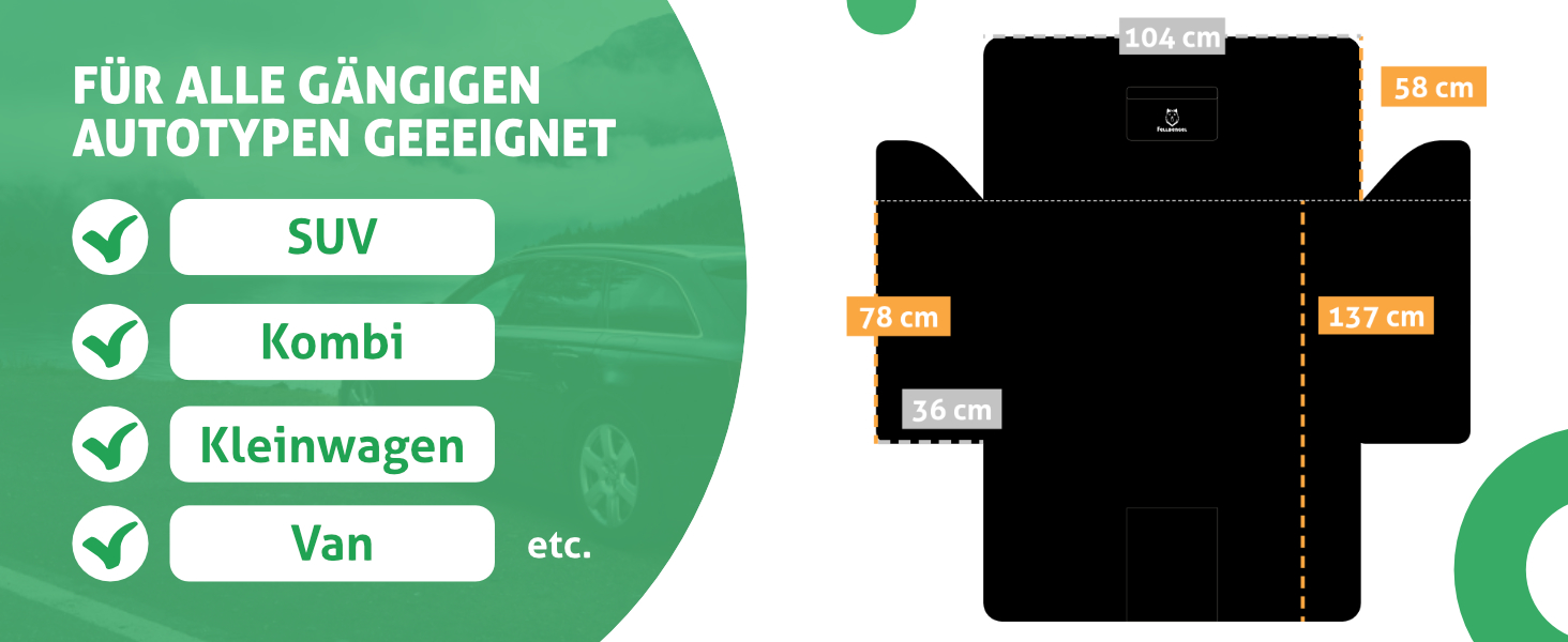Захист для багажника авто для собак [надміцний клямка] - килимок для багажника, ковдра для собак, SUV, Kombi, Kleinwagen - захист від вологи та бруду - безпечна перевозка собак, стандартний чорний колір