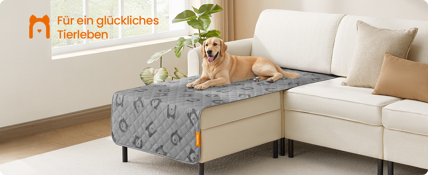 Водонепроникний килимок для собак Feandrea, 178 x 76 см, захист для авто/дивану, машинка миється, антиковзаюча підкладка, стеганий дизайн, сірий PPB025G01 M