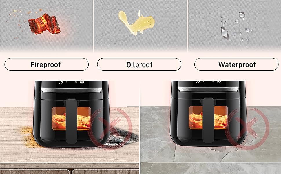 Термостійкий килимок під фритюрницю 2 шт. 40 x 45 см, 1 мм - захист від нагріву, для кухонних стільниць, масло- та водовідштовхувальний, легко миється (сірий, 40x60x0.1 см)