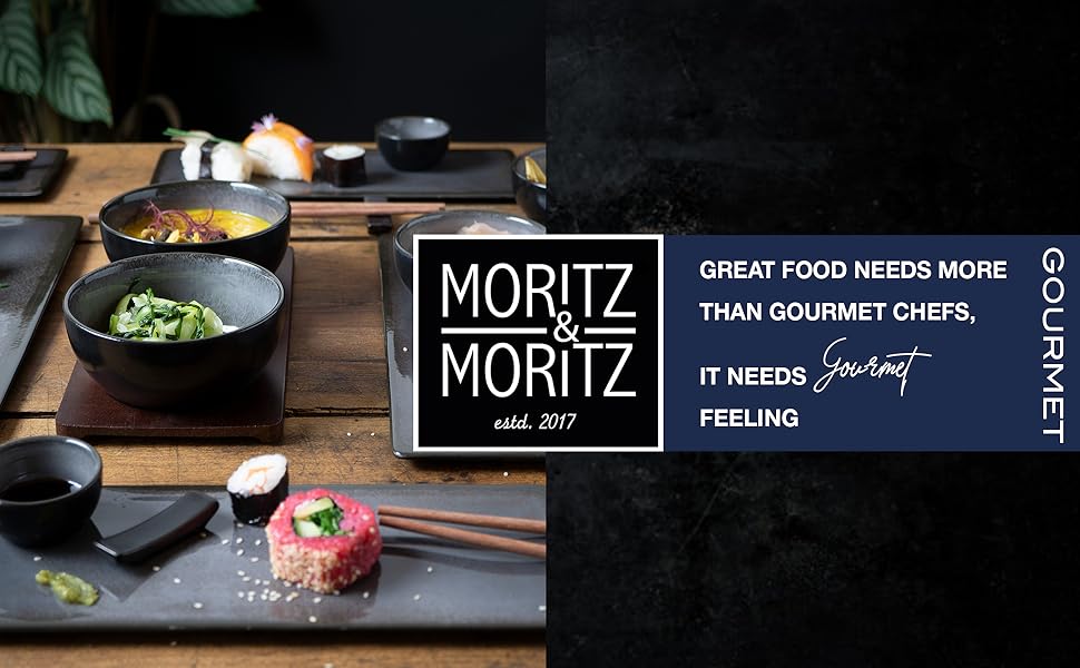 Набір посуду для суші Moritz & Moritz VIDA, 29 предметів, антрацит - Елегантний набір з порцеляни на 4 особи. Ідеально для японської кухні та суші вдома.
