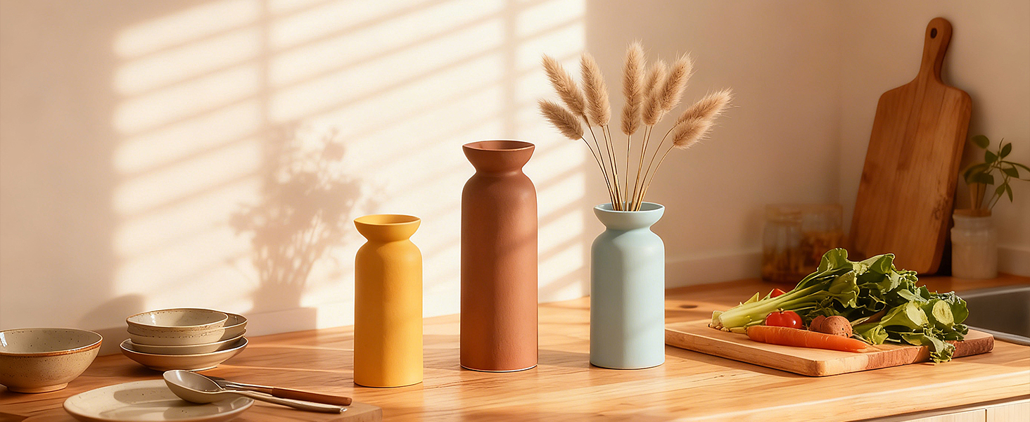 Керамічні вази 3 шт., сучасний мінімалізм, декор для дому, вази для пампасних трав, вітальня (12 білий)