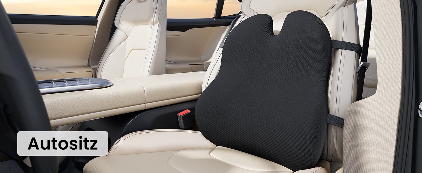 Подушка для спини ProtoArc з Memory Foam для офісного крісла, авто та столу - ергономічна, дихаюча, з регульованими ременями та сітчастим чохлом (Чорна)