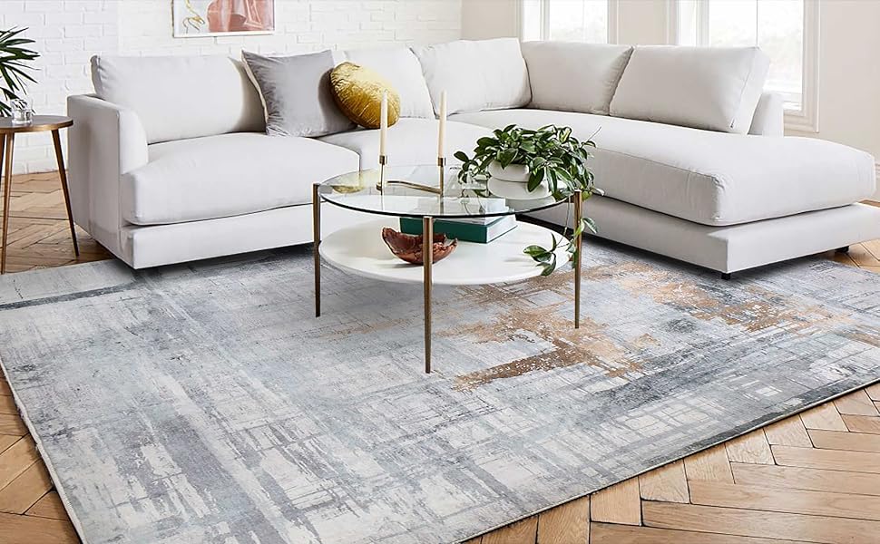 Килимок Tinyboy-HBQ для вітальні та спальні: сучасний дизайн, короткий ворс, сірий (80 x 120 см)