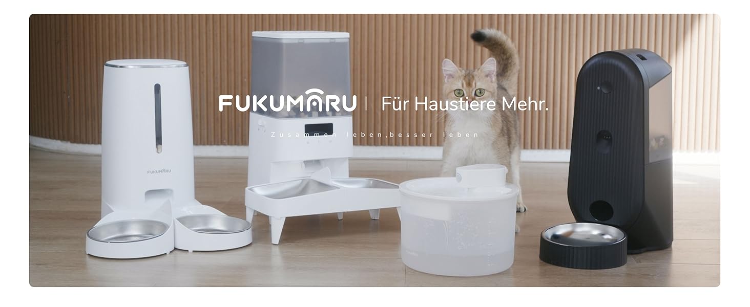 Автоматичний годівниця для котів FUKUMARU 5L з Wi-Fi, подвійний набір, програмований таймер, акумулятор/кабель живлення, білий
