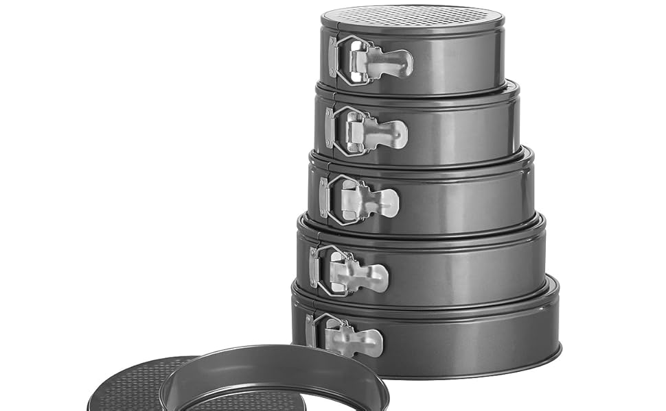 Набір форм для випічки тортів Rosenstein & Söhne (5 шт.) з антипригарним покриттям, діаметр 18/20/22/24/26 см