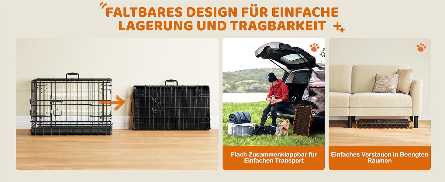 Клітка для собак Yaheetech 90x56x63 см, розкладний вольєр з перегородкою, 2 двері, чорна, для дому та транспортування