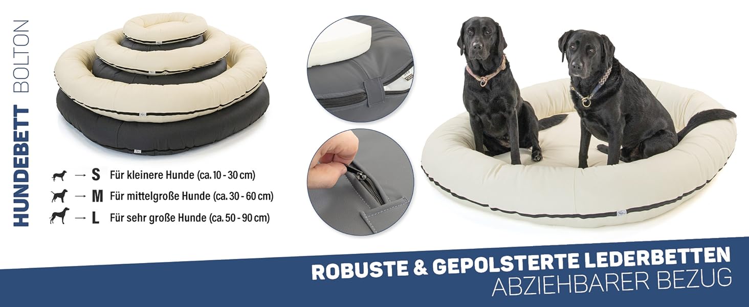 Wallace & Jones | Преміум собаче ліжко Болтон, диван для собак 63x50 см, штучна шкіра, для маленьких собак, прихований блискавка, миється, нековзне, темно-сірий 63 x 50 см, темно-сірий