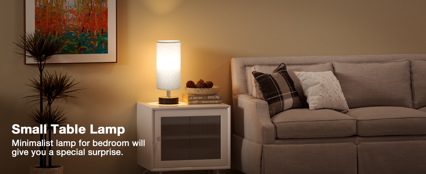 Настільна лампа Kakanuo з 3 режимами кольору, біла, з вимикачем, абажур з льону, для вітальні, спальні, офісу, дитячої кімнати (LED лампа в комплекті), колір: білий+чорний (сірий+чорний)