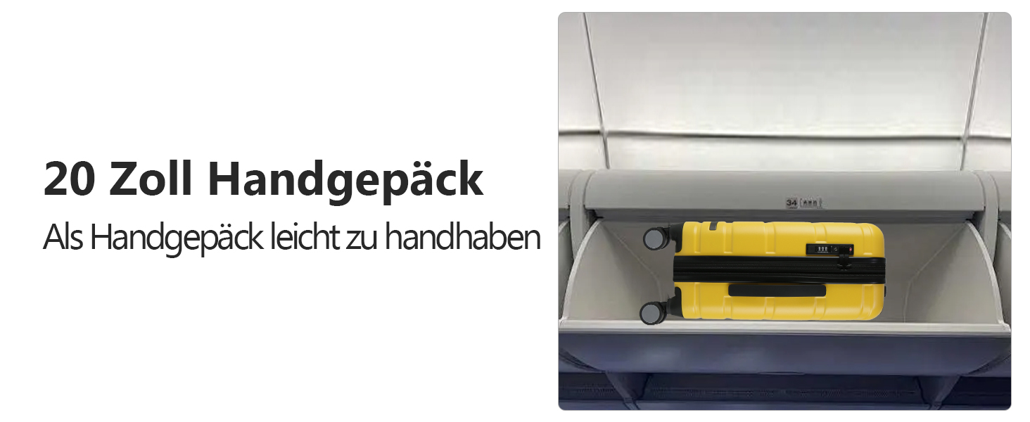 Жовтий валіз Vankean 20 дюймів з спінінг-колесами та TSA-замком, розширюваний, згідно з вимогами авіакомпаній
