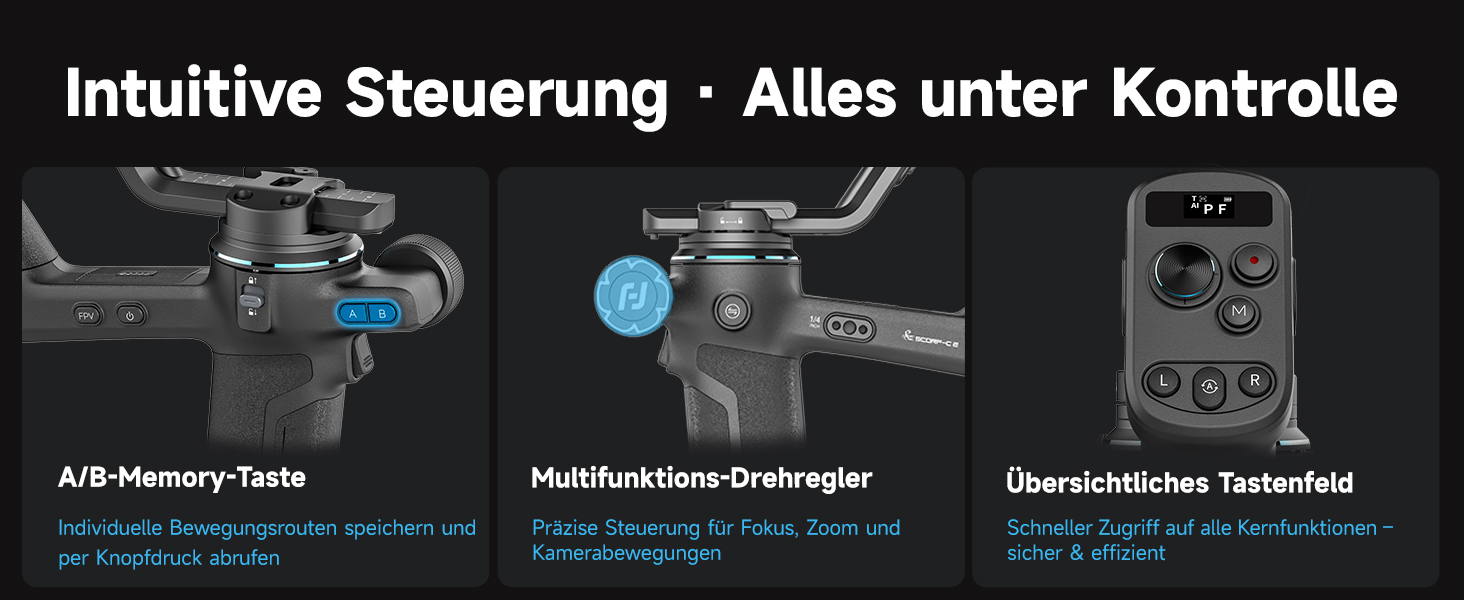 FeiyuTech SCORP-C2 Gimbal: Стабілізатор з AI-трекінгом 4.0, до 3.5 кг, 14 годин роботи, для Vlog, YouTube, фото та відео