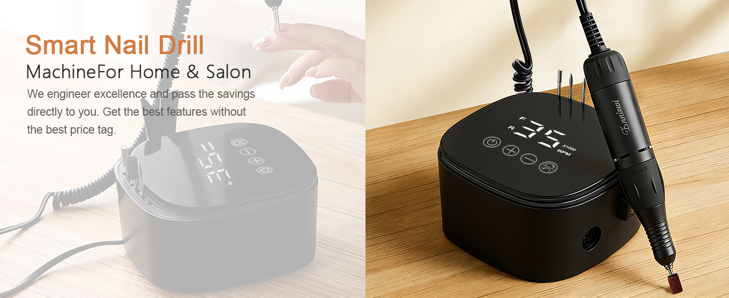 Електричний фрезер для нігтів Nagelfräser 35000 об/хв з LED дисплеєм, 35W, Touch-керування, для манікюру та педикюру в салоні та вдома