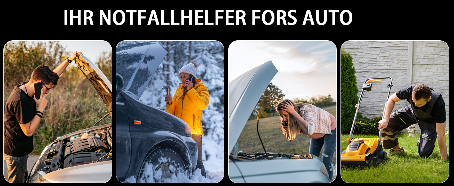 Powerbank NEXPOW Starthilfe: портативний пусковий пристрій для авто 2000A, 12V, USB-швидка зарядка 3.0 (до 7.0L бензин/6.5L дизель), LED-ліхтар, сірий