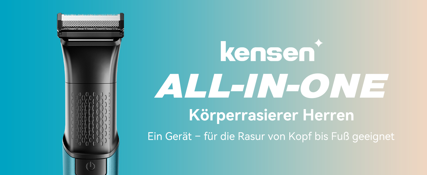 Триммер для тіла Kensen 2-в-1: для чоловіків, для інтимної зони, волога та суха, з насадками для грудей, пахв та зони бікіні
