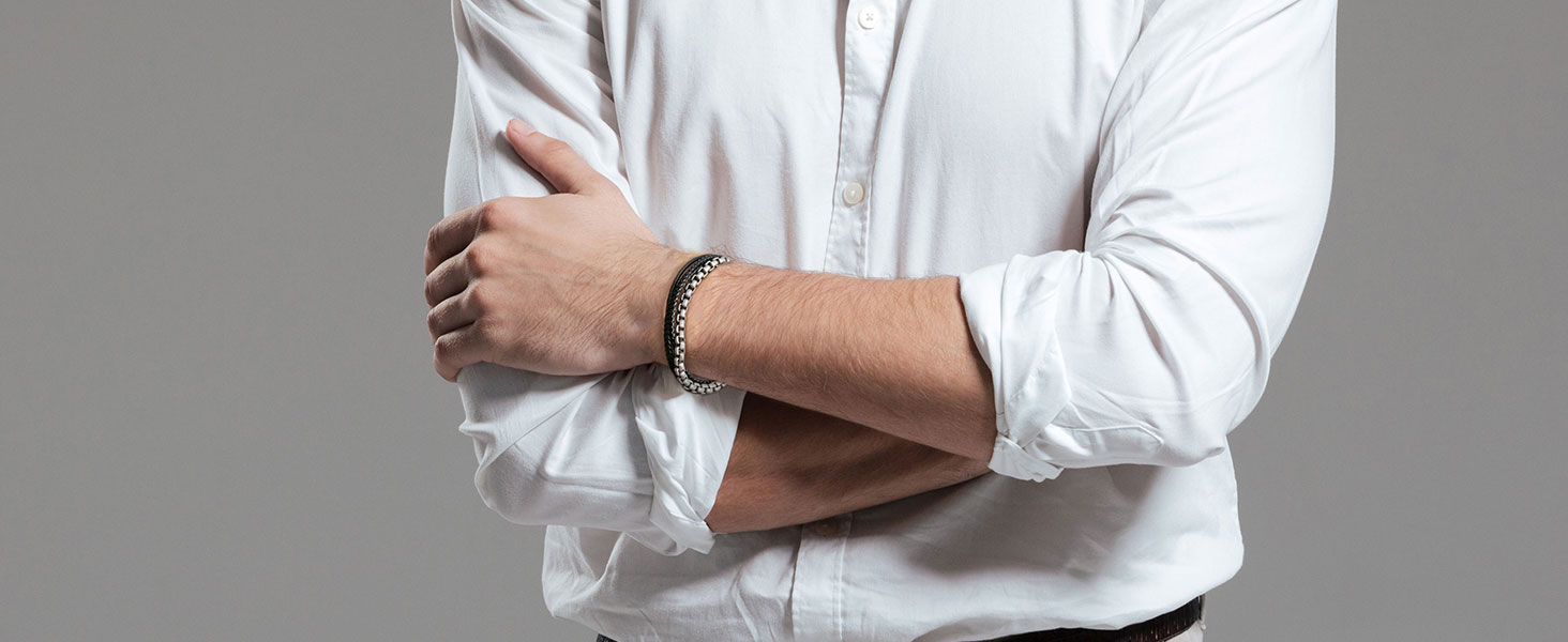 Чоловічий шкіряний браслет Murtoo з нержавіючої сталі: чорний та коричневий, магнітний замок 20 см