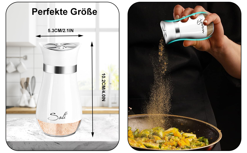 Набір для солі та перцю з нержавіючої сталі з скляною пляшечкою, диспенсер для спецій, аксесуари для кухні, дому, ресторану, обіднього столу (білий)