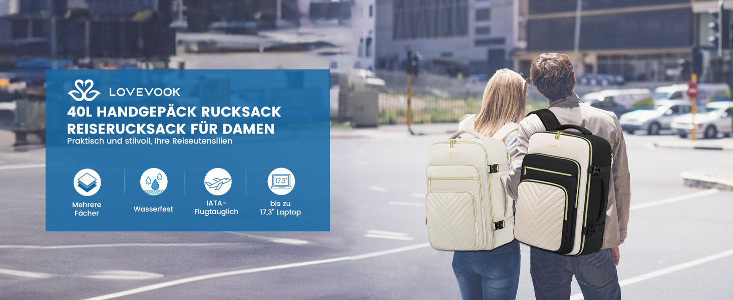 Рюкзак LOVEVOOK 40L для ручної поклажі в літак, водонепроникний, з відділенням для ноутбука 17 дюймів, для подорожей, роботи, хайкінгу, оливково-бежевий