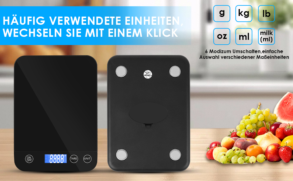 Кухонні ваги Gaethra: цифрові, 15 кг, точність 1 г, з функцією тарування, для продуктів, з батарейками