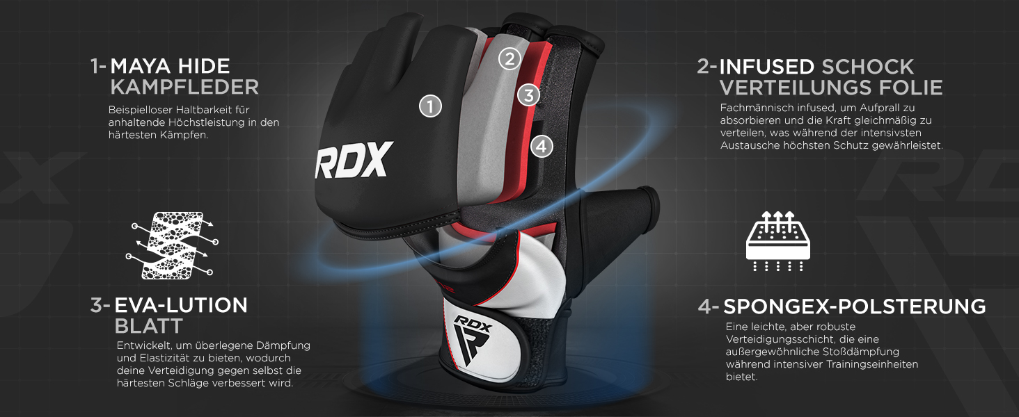Боксерські рукавички RDX Profi MMA: шкіра Maya Hide, для спарингу, кикбоксингу, муай-тай, чоловічі/жіночі