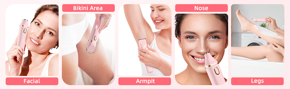 Електричний тример для тіла та обличчя 3-в-1 для жінок, рожевий