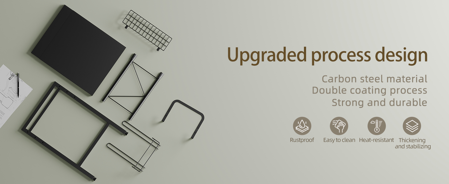 Підставка для мікрохвильової печі NETEL 3-ярусна, розширювана, з 8 гачками, чорна